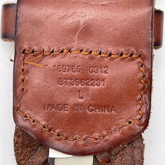 FOSSIL Belt Men’s Large Brown Genuine Leather Braided Waistband Made in China - Picture 5 of 15